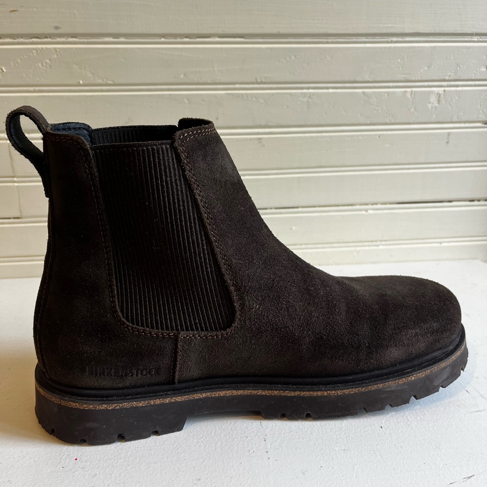 Women’s Birkenstock Highwood Slip On Suede Chelsea Boots Dark Brown Mocha - Picture 9 of 12
